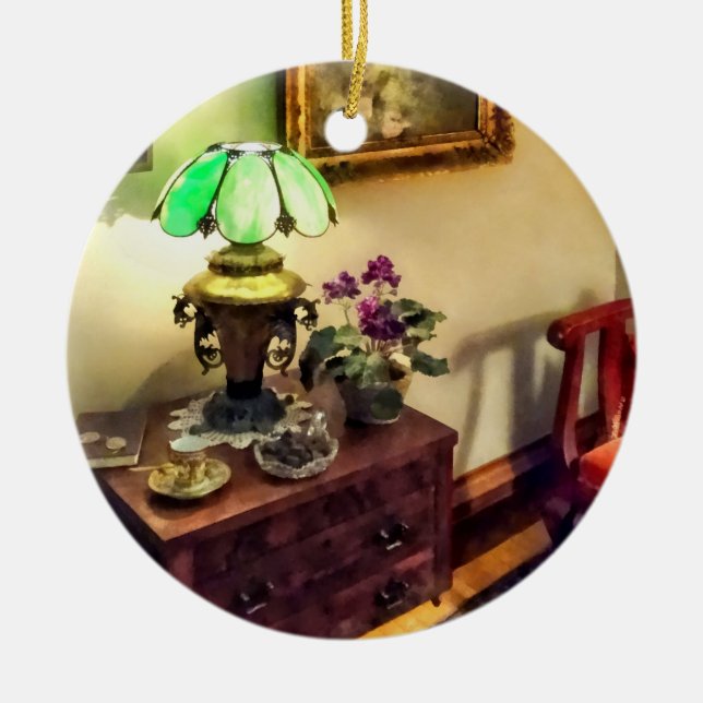 Cozy Parlour with Flower Petal Lamp Ceramic Ornament (Front)
