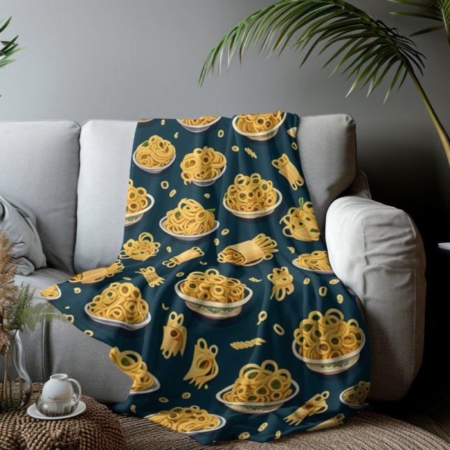 Cozy Pasta Pattern Blanket National Pasta Month (Creator Uploaded)