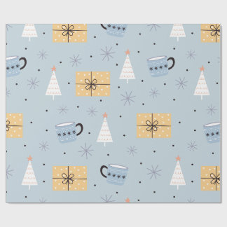 Cozy Pastel Christmas Gift & Coffee Mug Pattern Wrapping Paper