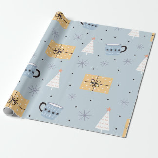 Cozy Pastel Christmas Gift & Coffee Mug Pattern Wrapping Paper
