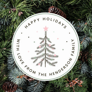 Cozy Pastel Christmas Tree Holiday Classic Round Sticker