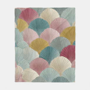 Cozy Pastel Japanese Fan Fleece Blanket   Elegant 