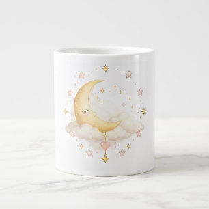 Cozy Pastel Moon and Stars Cute Dreamy Ceramic Cof Large Coffee Mug