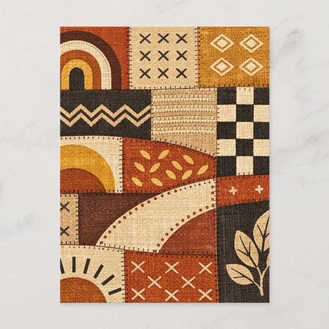 Cozy Patchwork Modern Postcard (Front)