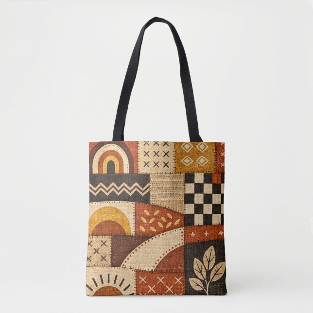 Cozy Patchwork Modern Tote Bag (Front)