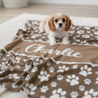 Cozy Paw Print Personalized Dog Blanket – Custom P