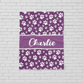 Cozy Paw Print Personalized Dog Blanket – Custom P