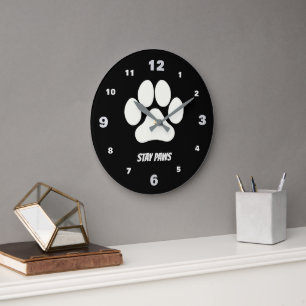 Cozy Paws Collection Black Large Clock