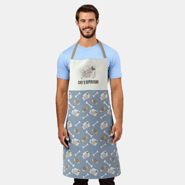 Cozy Paws Collection Silver Blue Apron (Worn)