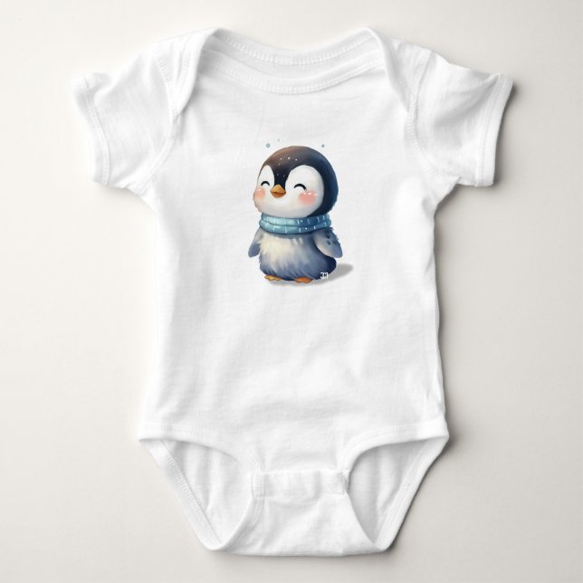 Cozy Penguin Baby Bodysuit (Front)