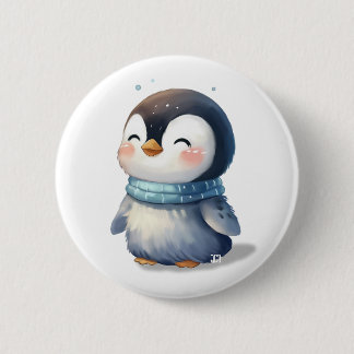 Cozy Penguin – Cute Digital Art 2 Inch Round Button