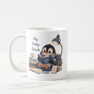Cozy Penguin Reading Book Coffee Mug