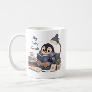 Cozy Penguin Reading Book Coffee Mug