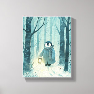 Cozy Penguin Winter Nursery Wall Art Canvas Art