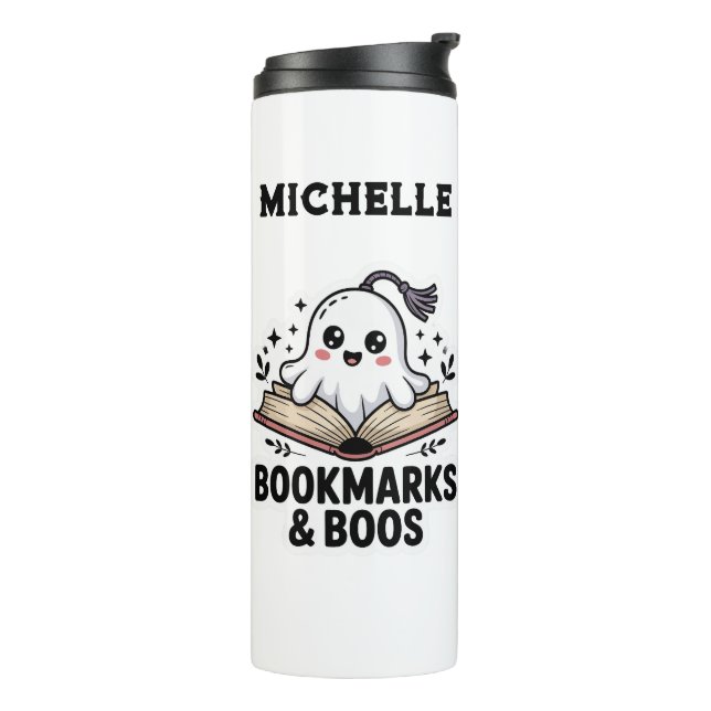 Cozy Personalized Ghost Bookmark Thermal Tumbler (Rotated Left)