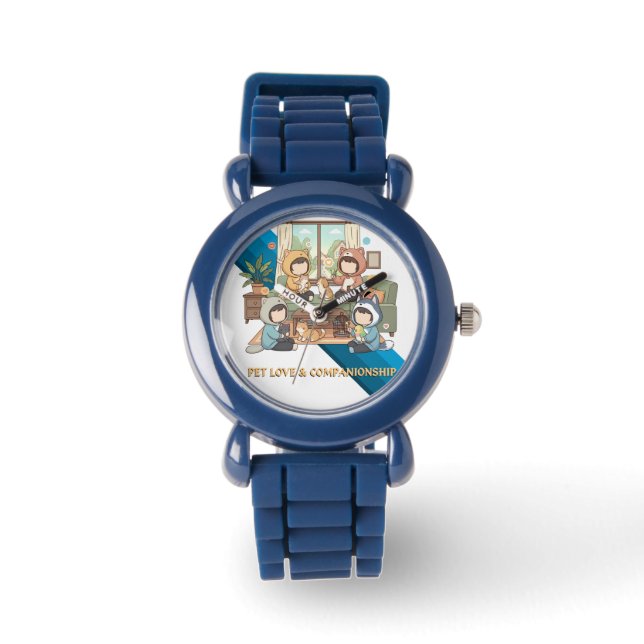 Cozy Pet Friends Chibi Anime Art Watch (Front)
