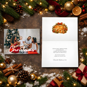 Cozy Photo Christmas Orange Cat Gift Box Retro Card