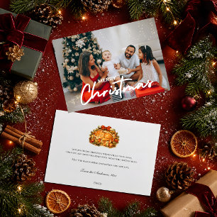 Cozy Photo Christmas Orange Cat Gift Box Retro Holiday Card