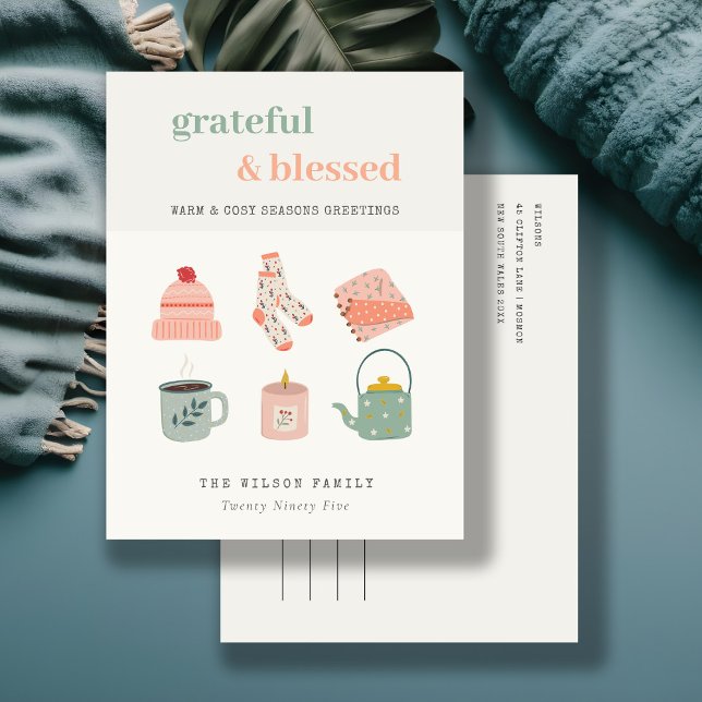 Cozy Photo Winter Essential Seasons Greetings Holiday Postcard (Creator Uploaded)