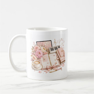 Cozy Piano Coffee Floral Mug editable