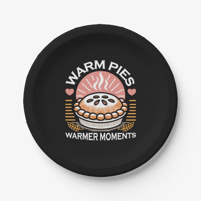 Cozy Pie Illustration: Warm Pies Warmer Moments Paper Plate (Front)