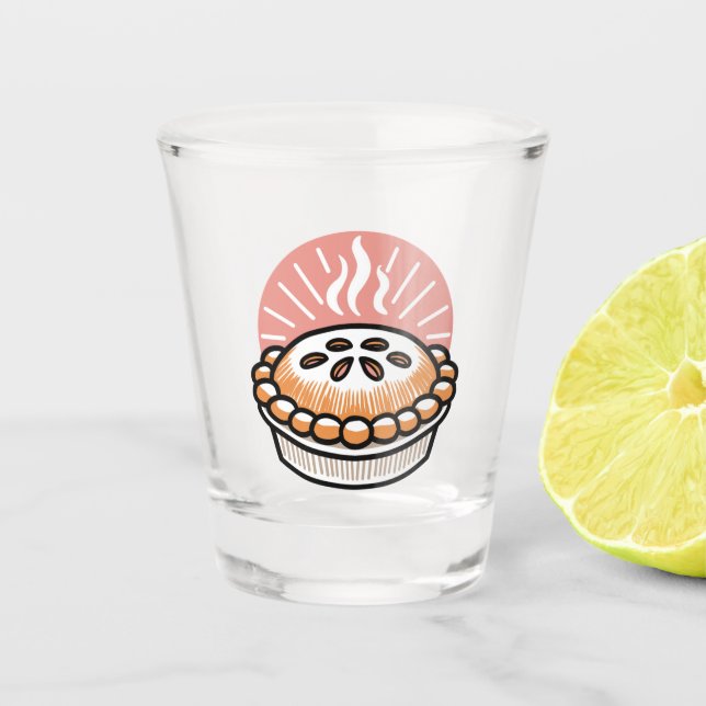 Cozy Pie Illustration: Warm Pies Warmer Moments Shot Glass (Front)