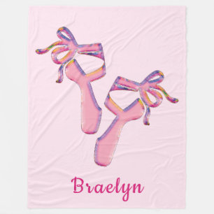 Cozy Pink Ballerina Mosaic Flamingo Design Fleece Blanket