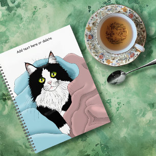 Cozy Pink Blue Whimsical Tuxedo Cat Blankets Planner