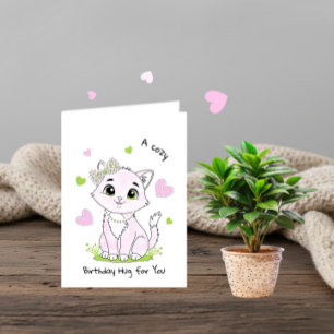 Cozy pink cat card