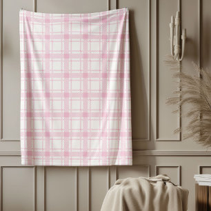 Cozy Pink Chequered Throw Warm Stylish Touch Fleece Blanket