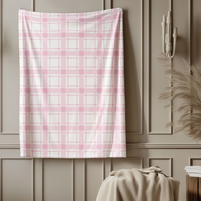 Cozy Pink Chequered Throw Warm Stylish Touch Fleece Blanket (Cozy Pink Checkered Throw Warm Stylish Touch Fleece Blanket)