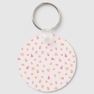 Cozy Pink Christmas Pattern Keychain