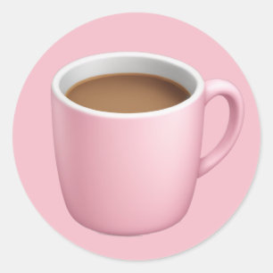 Cozy Pink Coffee Mug Emoji Classic Round Sticker