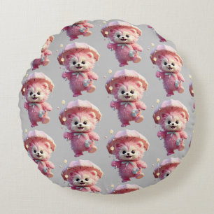 "Cozy Pink Joy" Round Pillow