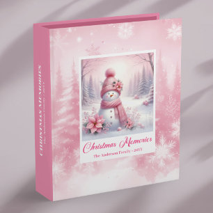 Cozy Pink Snowman Winter Scene Christmas Memories Binder