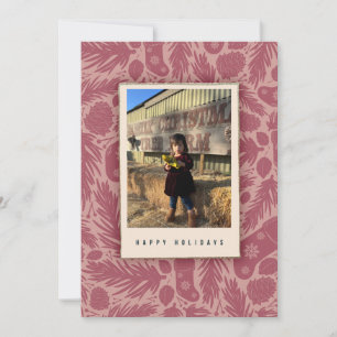 Cozy Pink Vintage Floral Pattern Holiday Card