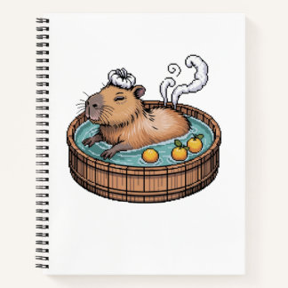 Cozy Pixel Art Zen Capybara Hot Spring Notebook