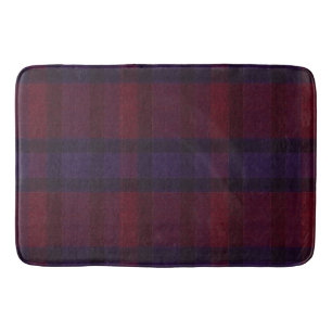Cozy Plaid Burgundy Maroon Purple Bath Mat