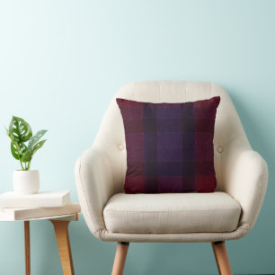Cozy Plaid Burgundy Maroon Purple Throw Pillow