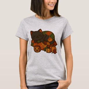 Cozy Plaid Cat Nap T-Shirt Cute Fall
