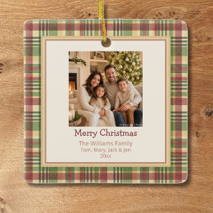Cozy Plaid Christmas Photo Ornament