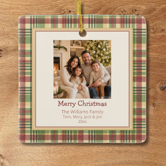 Cozy Plaid Christmas Photo Ornament