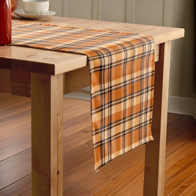 Cozy Plaid Fall Autumn Thanksgiving Short Table Runner (Creator Uploaded)