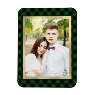 Cozy Plaid Green and Black Buffalo Plaid Photo Magnet