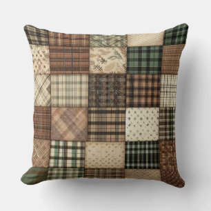 Cozy Plaid Patchwork Throw Pillow