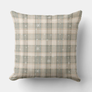 Cozy Plaid & Snowflake Winter Home Décor Throw Pillow