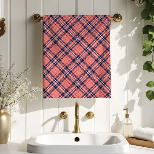 Cozy Plaid Towel Coral Navy Birthday Surprise