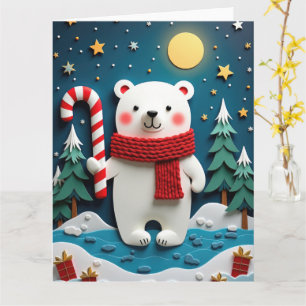 Cozy Polar Bear in Winter Wonderland Christmas Card