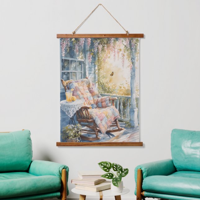 Cozy Porch with Quilt and Lemonade Charm Hanging Tapestry (Living Room)