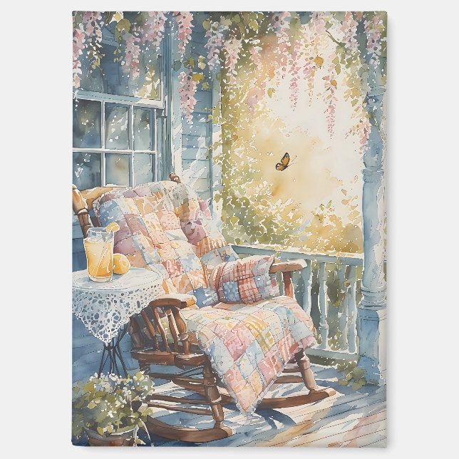 Cozy Porch with Quilt and Lemonade Charm Magnet (Front)